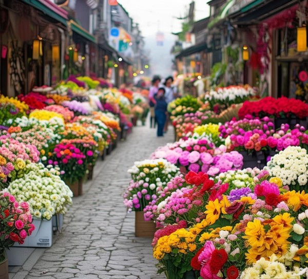 通海花卉商贸街，一地花卉种类丰富，价格适中，吸引您的目光。