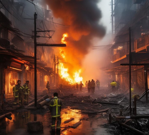 达州商贸城紧急火灾救援到位，严重损失