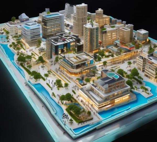 商业中心视觉活模型，商贸区的视觉活制图方案