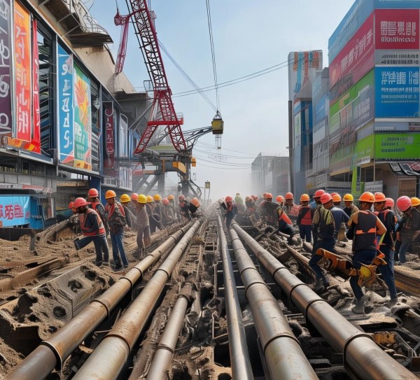 偃师商贸城开展管道改造项目