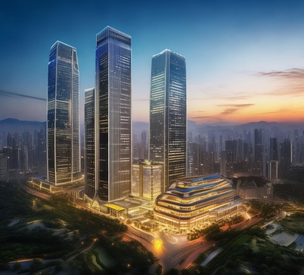 海丰梅陇商贸城， mountain 城市的未来之光